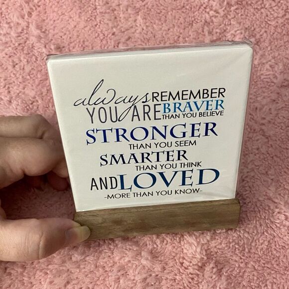 NEW Motivation Quote Desk Decor with Wooden Stand Inspirational Quote Plaque - Picture 10 of 13